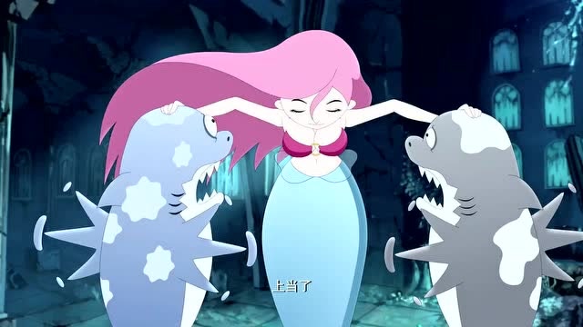 《咕噜美人鱼》两条鲨鱼怪上当,美人鱼有机会逃走,她要去救咕噜