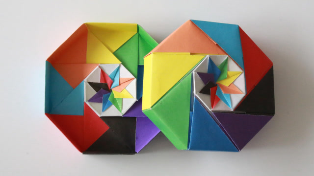 如何折叠一款精致的八角盒,手工折纸八角礼盒之盒身