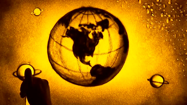 节能意识宣传沙画