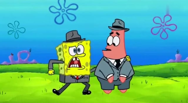 海绵宝宝和派大星西装领带,听章鱼哥演奏,大赞章鱼哥