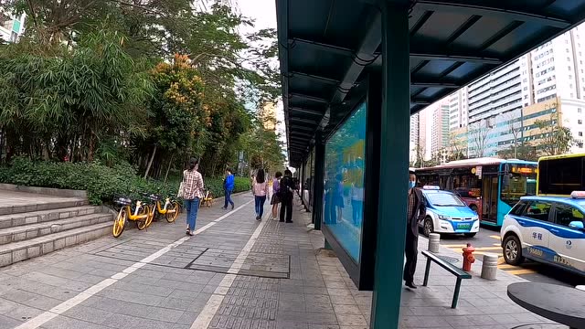 深圳最长公交站台,全长大约300米,给大家拍摄其中一段