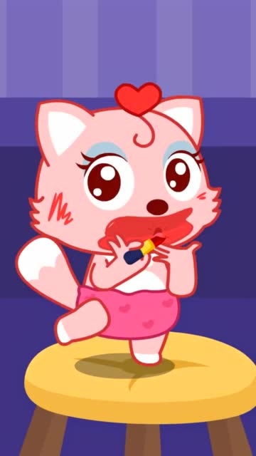 猫小帅故事  猫小美偷用口红,妈妈说要把她扔出家门,结果猫小美的硬核