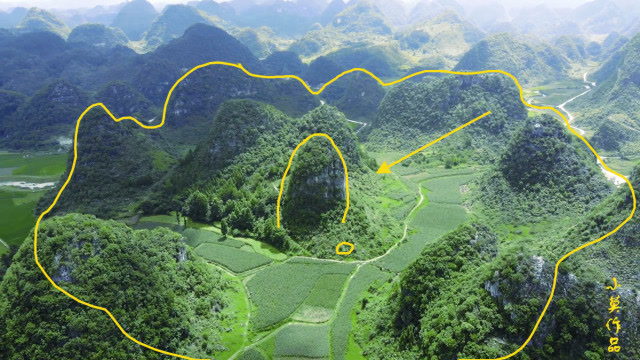 四面环山,纳阳聚阴的格局,石山下是墓地,到底是什么样的风水宝地呢?