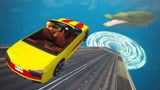 汽车踩足油门冲入海中漩涡会怎样？3D动画模拟，场面刺激不断！