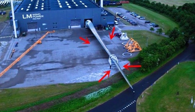 实拍风力发电机叶片测试过程这韧性真是超乎想象