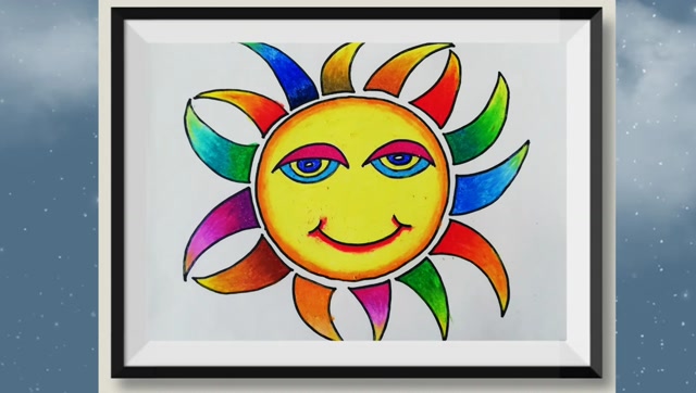 小班绘画七彩太阳图片