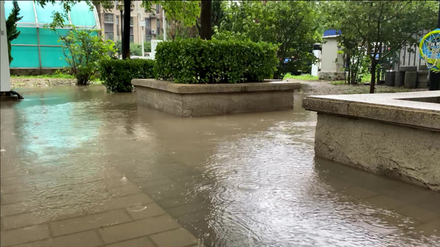 北京入汛强降雨后,小区内积水很深!【iphone11 4k 60帧拍摄】