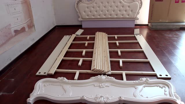 欧式木排骨架床安装