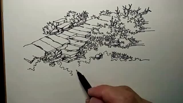 石子路素描图片