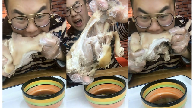 大胃王吃"大肘子",一口干掉一大半,真敢吃