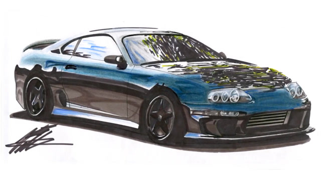 大神快速手绘 丰田supra mk4传奇跑车