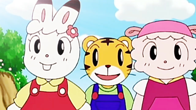 巧虎和琪琪玲玲桃乐比看到美丽的花朵好高兴