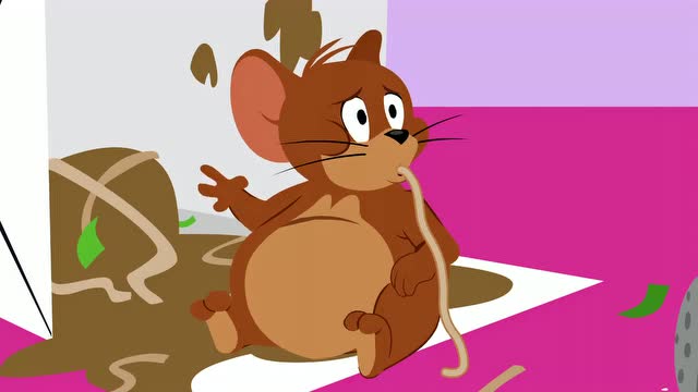 新猫和老鼠杰瑞的肚子喝的像一个皮球