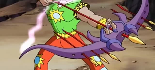 神兵小将蛛魂变身三节棍接二连三挡下神箭神兵天珠5箭连发