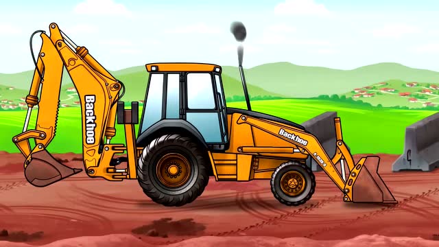 挖掘机挖土,推土机推土游戏,合二为一,亲子动画