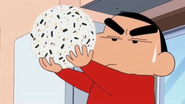 蜡笔小新:小新做的饭团简直是平常的10倍大,广志说真的很好吃!