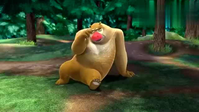 熊出没,熊2莫名其妙弄个红鼻子,吓得大家哇哇大叫