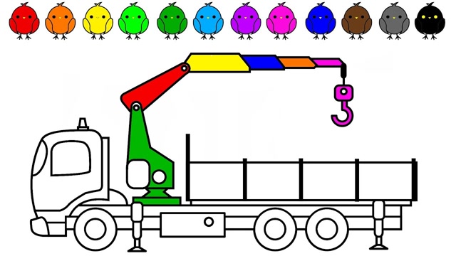 宝宝涂色画:超级吊物工程车