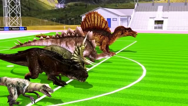 大恐龙参加赛跑,霸王龙,三角龙,剑龙3d益智动画,少儿早教