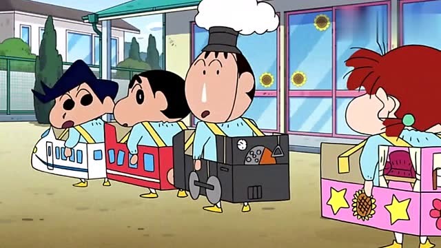 蜡笔小新:小新他们猜拳决定火车头,小新赢了