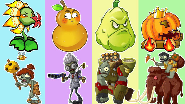 植物大战僵尸玩具,食人花寒冰射手万圣节遇南瓜怪大变僵尸