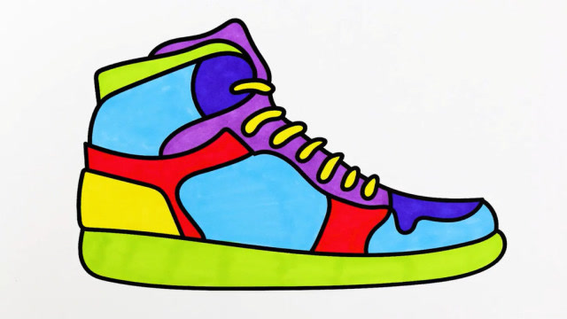 运动鞋简笔画涂色图片