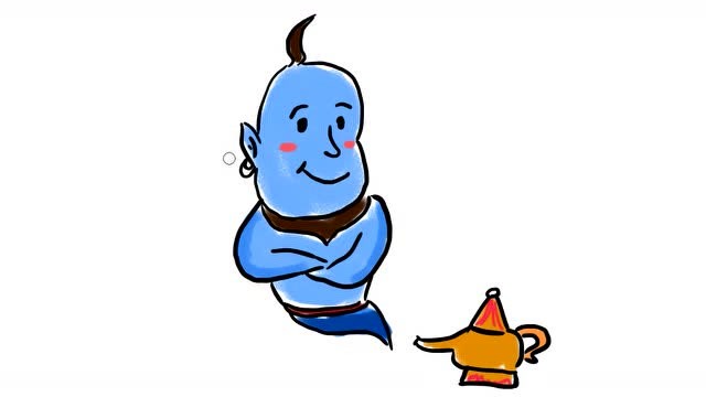 如何画出阿拉丁神灯里的灯神儿童卡通简笔画