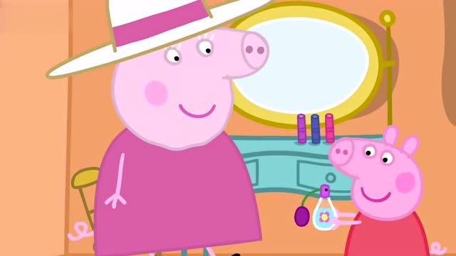 小猪佩奇很喜欢猪奶奶的香水,这闻起来可真香啊