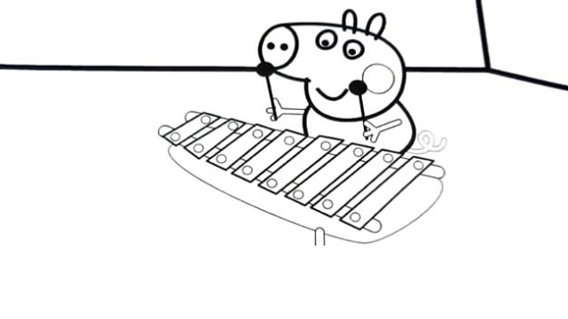 儿童简笔画:小猪佩奇敲击扬琴