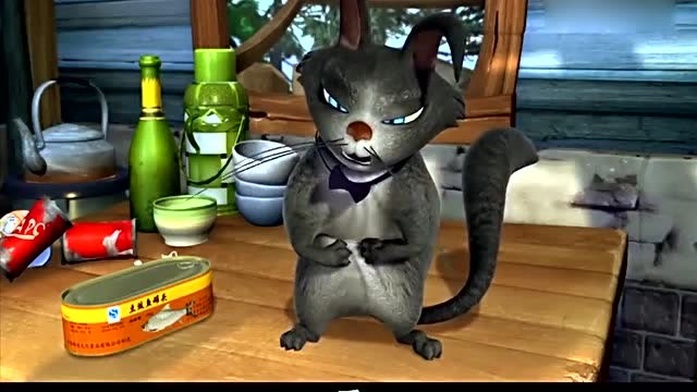 熊出没:光头强把两盒鱼罐头结了熊大熊二吃,肥波都看不出去了.