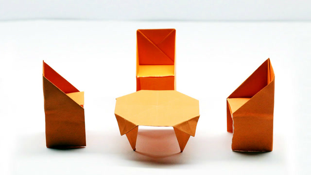 手工折纸diy,教你折叠一个纸桌子