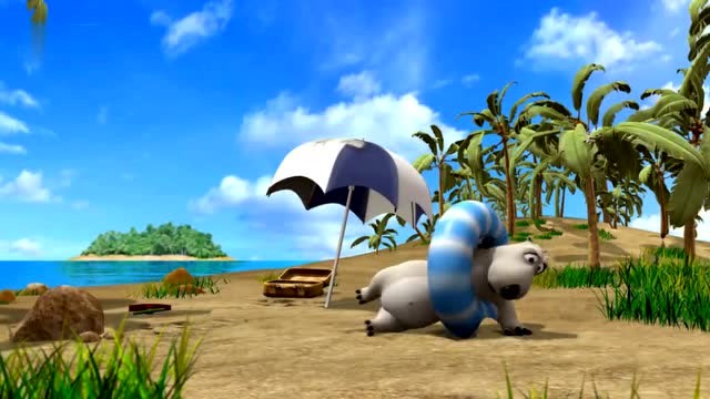 倒霉熊:熊熊带游泳圈,但太胖了钻不进去!