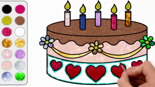 儿童简笔画,彩虹大蛋糕画画