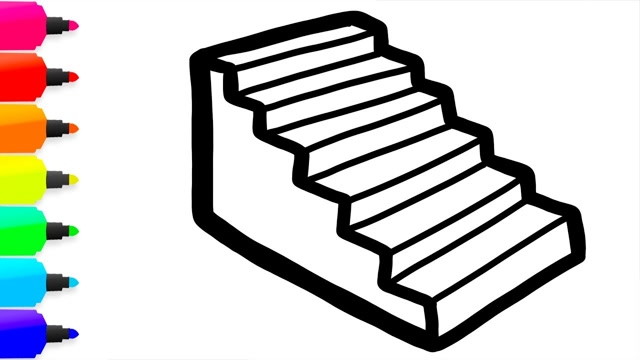 亲子涂色画 涂色可爱台阶