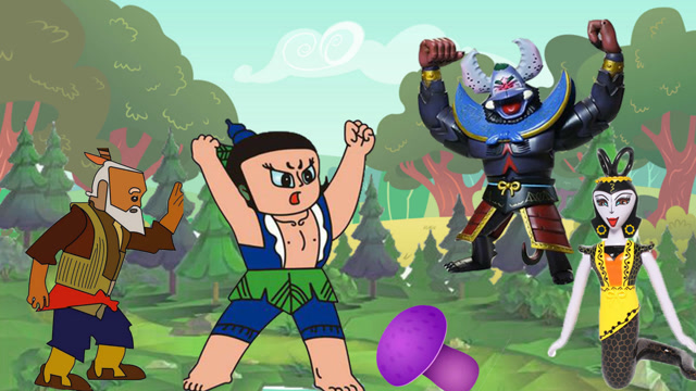 葫芦娃玩具,葫芦爷爷采蘑菇遇妖精,六娃施展隐身术大战蝎子精蛇精