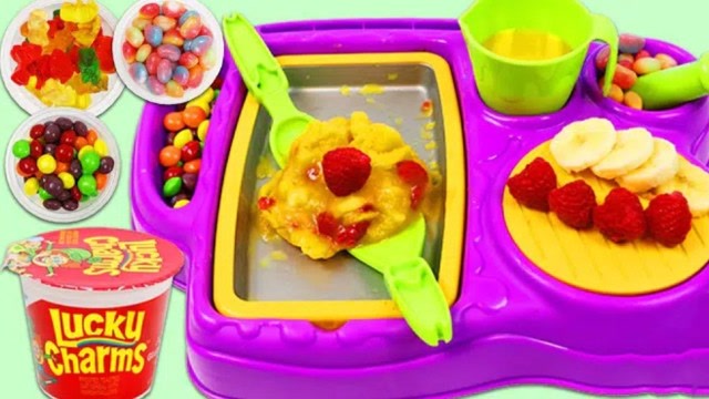 diy香蕉草莓糖果味冰淇淋,看着好美味,迷你魔法厨房玩具