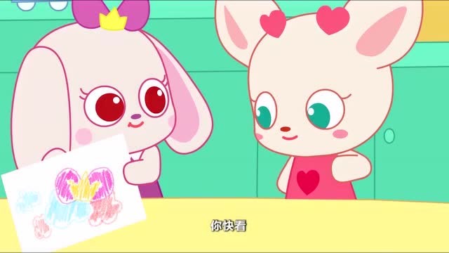 小鹿杏仁儿:桃桃画了一个超大蝴蝶结,真棒!