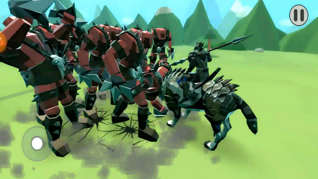 战争模拟器:重甲骑兵遭到十个巨人士兵围攻,胜负就在一瞬间