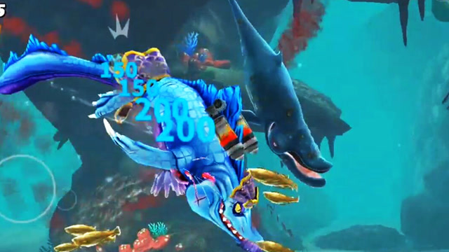 饥饿鲨世界:沧龙发现一只发育不良的干瘪蓝鲸,还不够塞牙缝