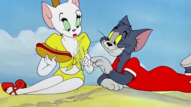 猫和老鼠:汤姆在沙滩上邂逅了女神!