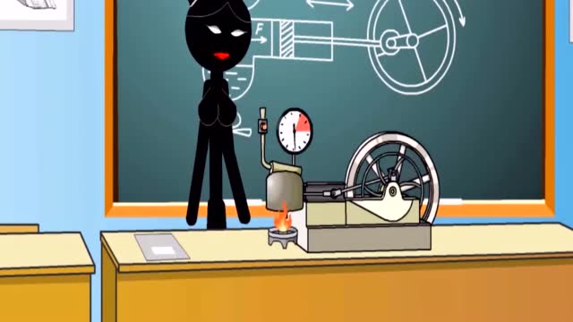 火柴人:老师上课使用压力器,没有想到一下被弹飞了!