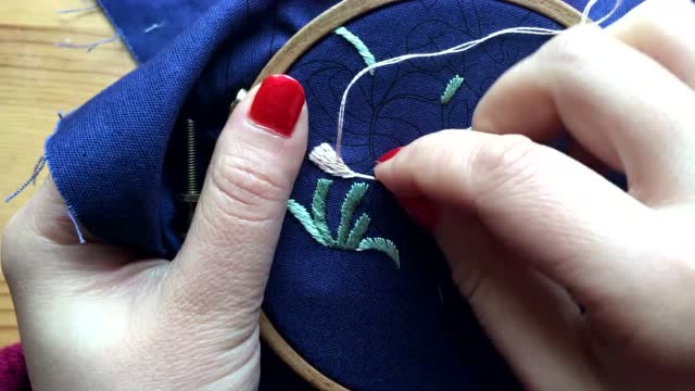 散套针 蝶恋花绣条之荷花花瓣示范一