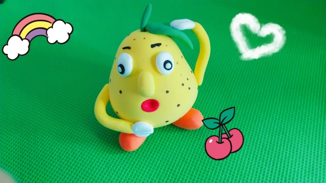 水果大联盟:手工制作粘土思考的梨
