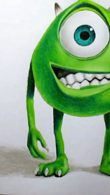 手绘绿色大眼怪
