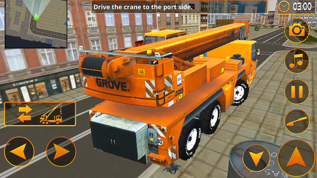 工程车游戏:模拟驾驶巨型吊车穿过城市街道,抵达港口执行任务