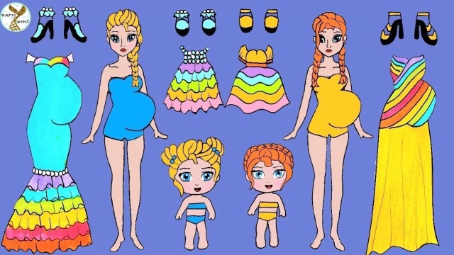 给孕妈纸娃娃和宝宝做漂亮的彩虹亲子装非常好玩你喜欢哪一套