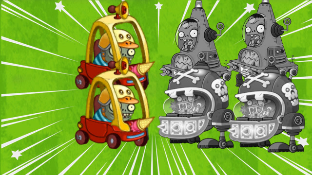 pvz2 僵尸小车车到底有多牛!可以顶翻一排小机甲