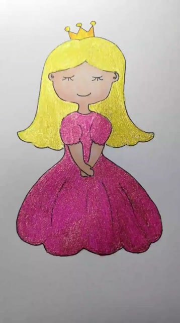 儿童简笔画,可爱的小公主