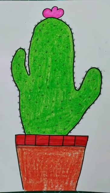 用手型来画仙人掌