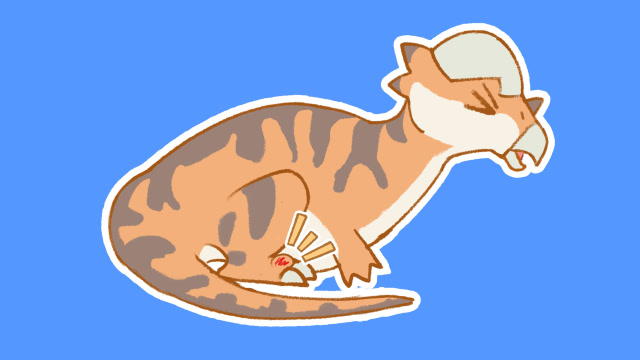 肿头龙正在山脚下练功,不小心把霸王龙给吸引来了